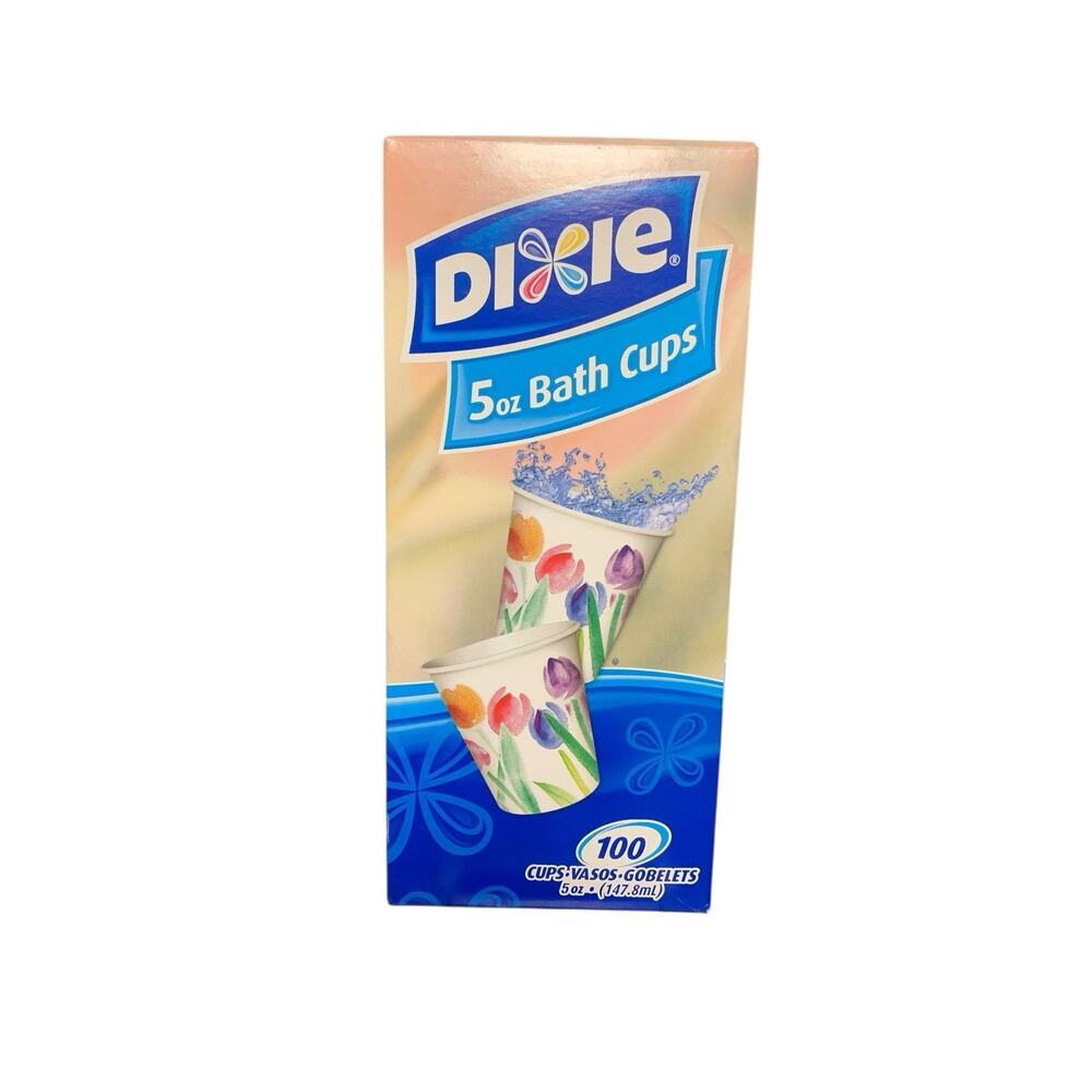 Dixie Rosy Watercolors 5oz Bath Cups 100 Count Disposable Floral Sealed Box NOS